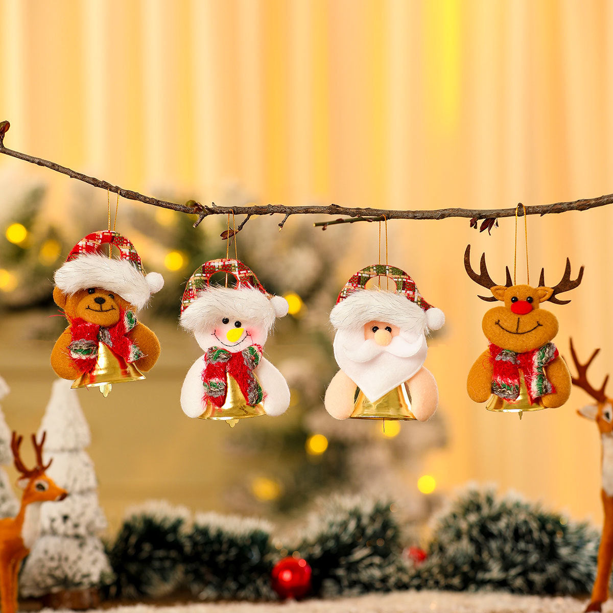 Soft Fabric Snowman Christmas Ornaments | Lively Scarf and Hat Design | Hangs from Any Branch or Hook in Four Styles