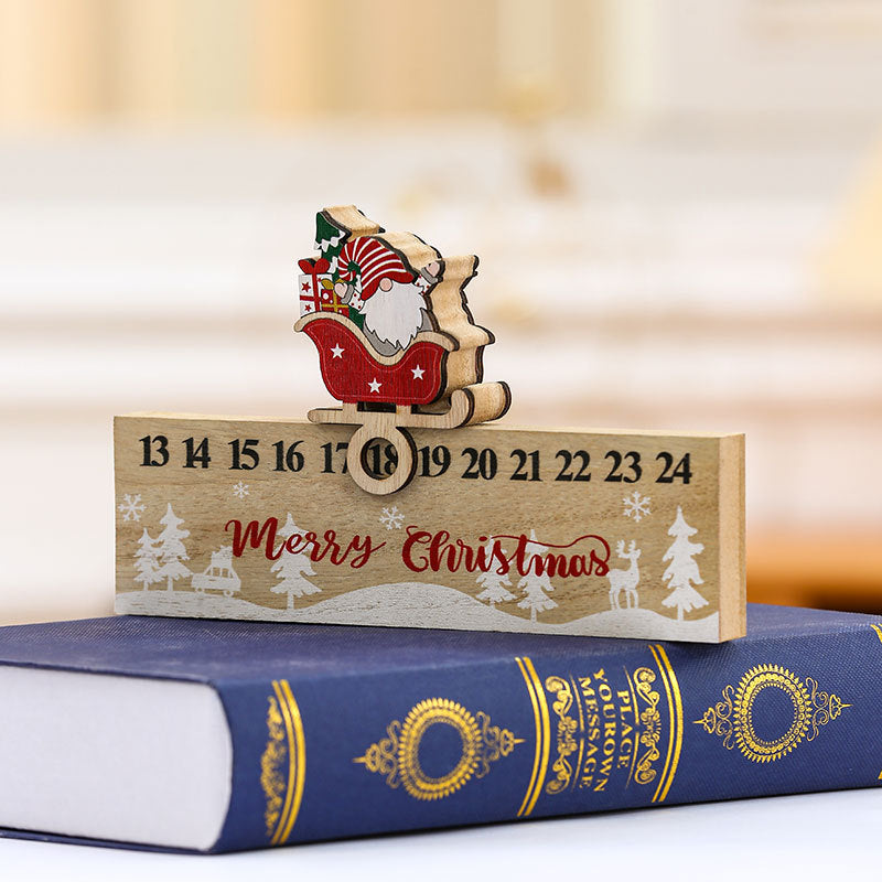Wooden Advent Calendar with Santa in a Sleigh and Numbered Blocks | Countdown Display for Shelves and Mantels | 2 Designs