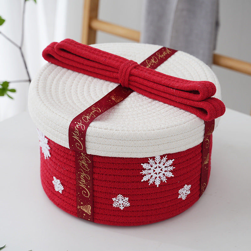 Festive Storage Basket with Christmas Snowflake Motif | Red and White Holiday Decor for Living Rooms | Three Designs