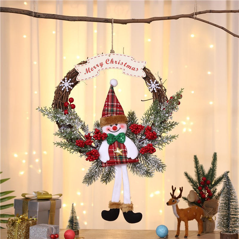 Christmas Wreath with a Felt Reindeer Face and Red Berries | Hanging Loop for Doors and Sheltered Porches | 16 Designs