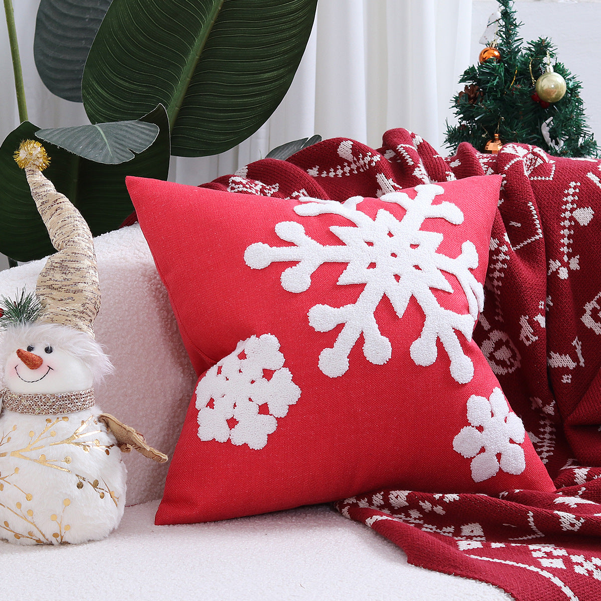 Christmas Living Room Throw Pillow Cover with Deer Silhouette | Removable Case with Discreet Zipper | 42 Designs, 17.72 x 17.72 in