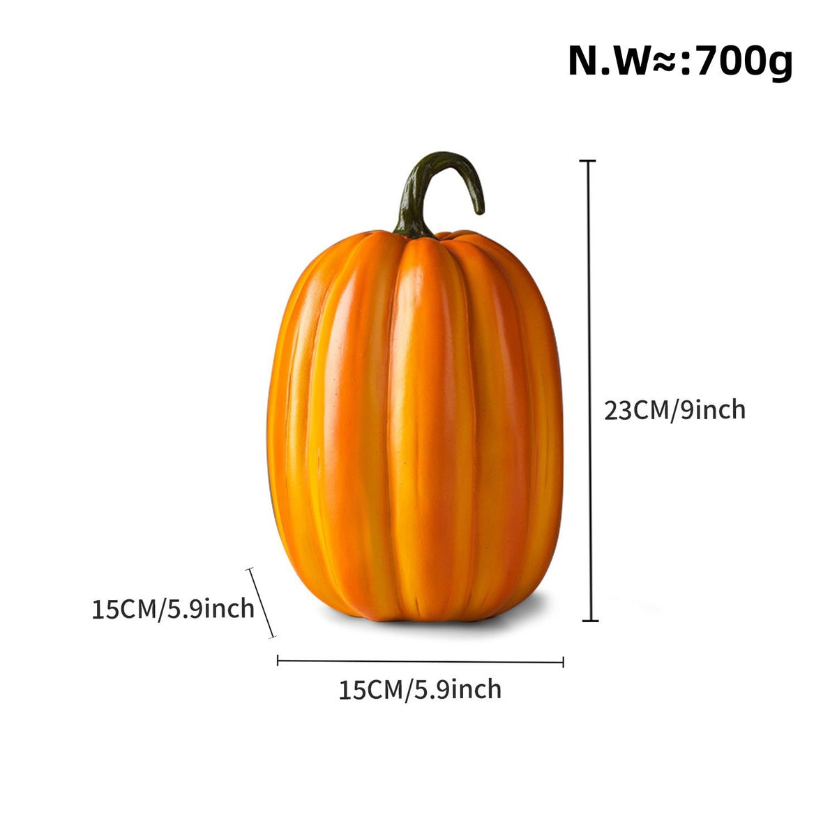 Halloween Pumpkin Decorative Figure | Available in Orange | Stands on Shelves, Mantels, and Side Tables