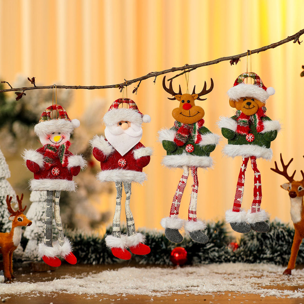 Hanging Santa Doll Ornaments for the Christmas Tree | Fluffy Hat and Cheerful Face | Durable Build for Doorways