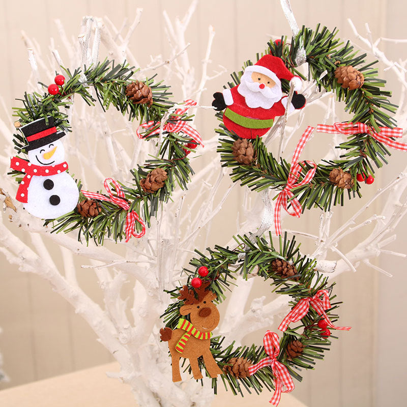 Christmas Wreath with a Snowman and Pinecone Trim | Artificial Foliage Base with a Hanging Loop | 4 Designs for Door or Table