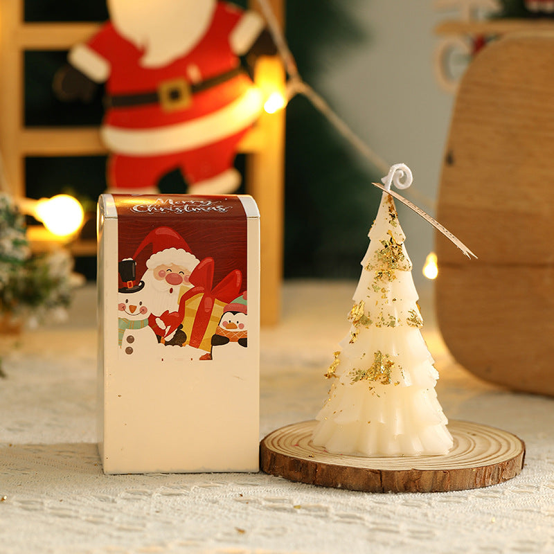 Pine Needle Textured Christmas Tree Candle | Hand Poured Soy Wax, Cotton Wick | Tabletop Holiday Decor with Gift Box
