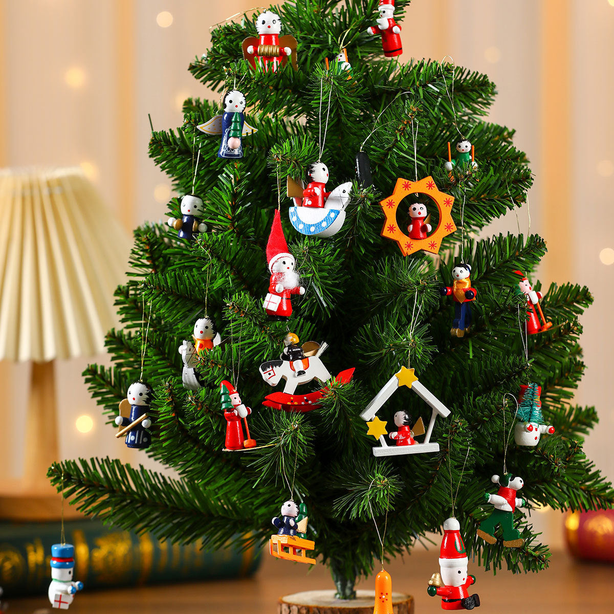 Mini Train Christmas Ornaments in a Gift Box | Bright Colors for Mantel and Tabletop Display | Seven Festive Design Sets
