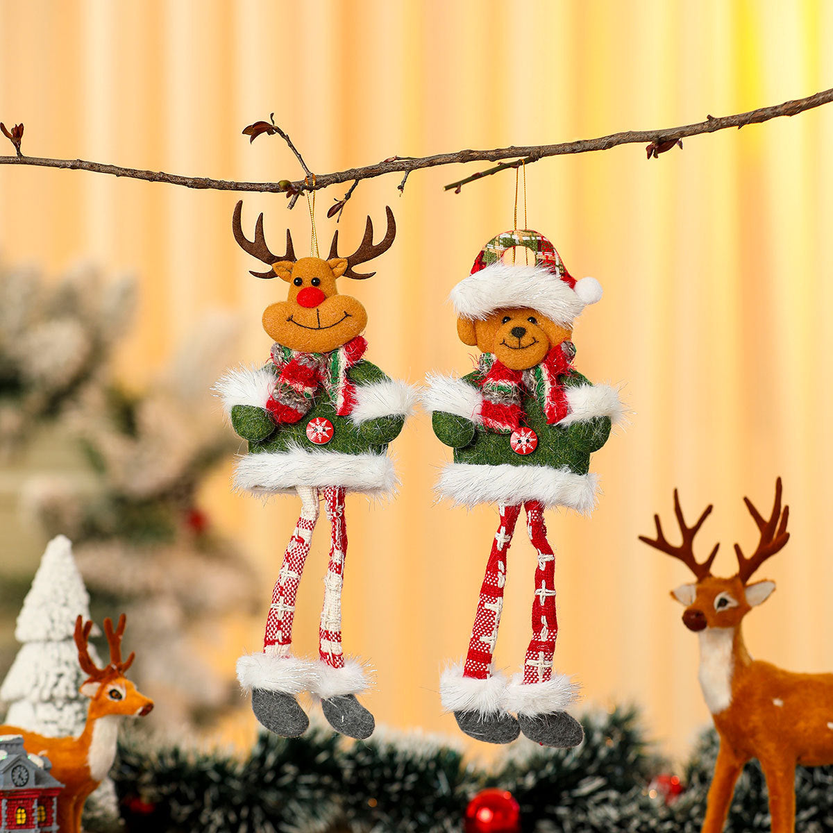 Hanging Santa Doll Ornaments for the Christmas Tree | Fluffy Hat and Cheerful Face | Durable Build for Doorways