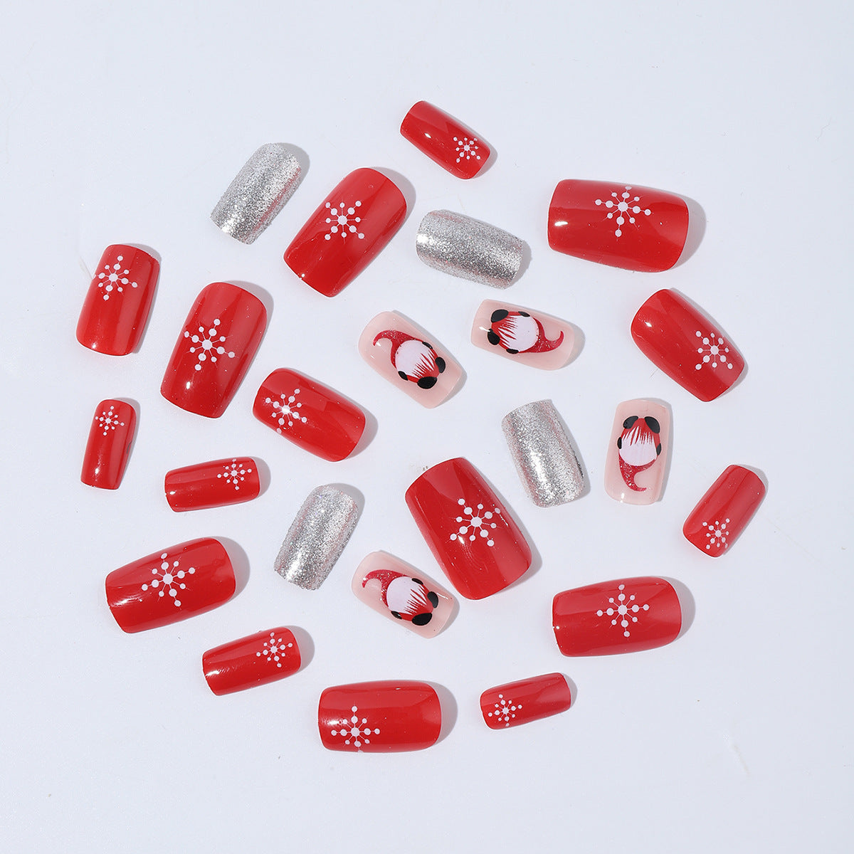 Christmas Fingernails with Snowflake Designs | Festive Press On Nail Art Set | Easy Winter Manicure for Holiday Parties