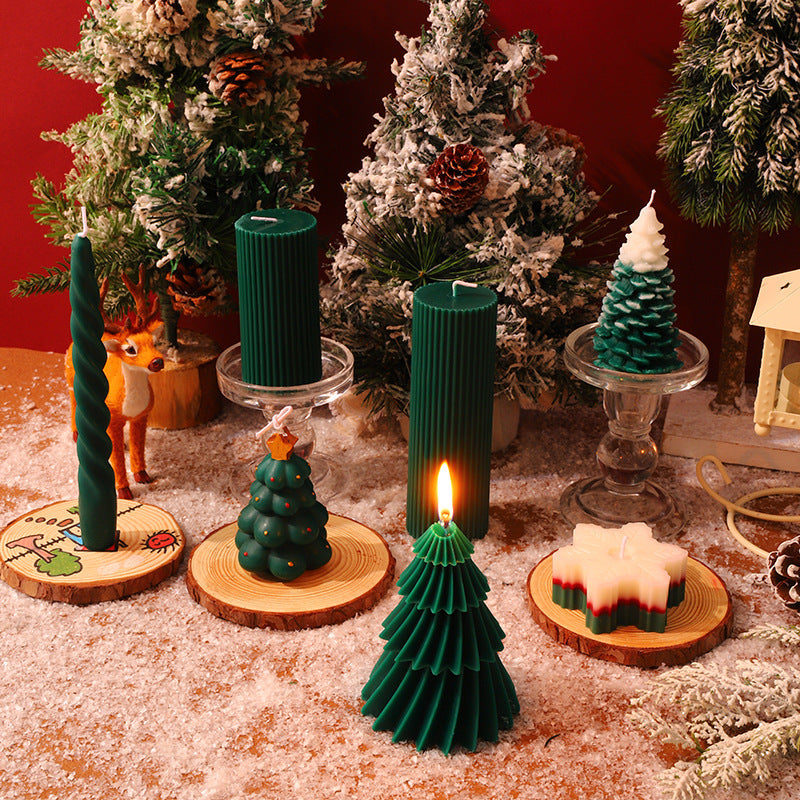 Bubble Christmas Tree Candle with Star Top | Hand Poured Wax, Cotton Wick | Holiday Centerpieces for Mantel and Tabletop