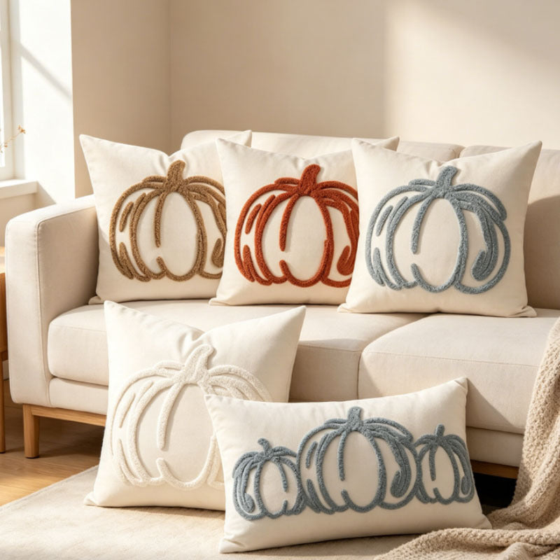 Halloween Pumpkin Throw Pillow | Available in 8 Colors and 2 Sizes | Plush Accent for Sofas, Chairs, and Beds