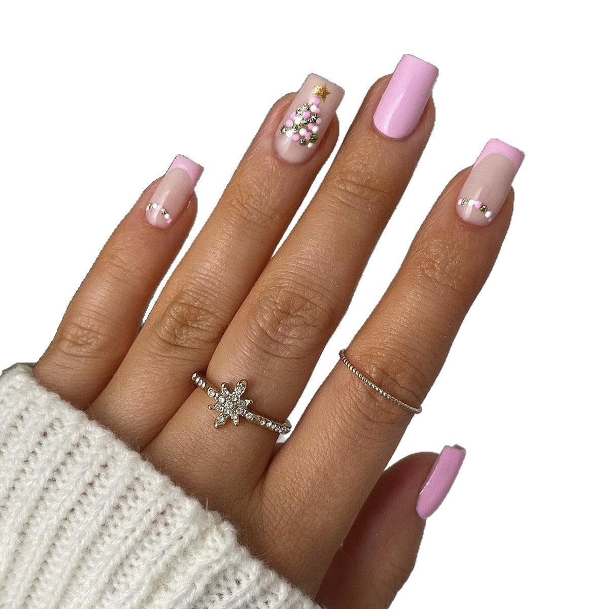 Glitter Xmas Tree Nails with Festive Shine | Christmas Press On Nail Art | Easy Winter Manicure for Home Parties