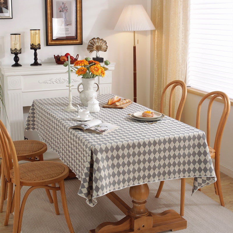 Argyle Diamond Tablecloth in Warm Yellow | Spill Resistant and Wrinkle Free Fabric | 55 x 55 in