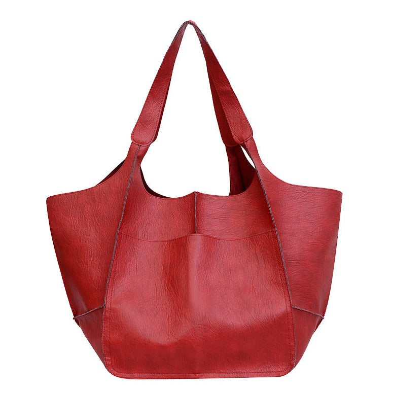 Soft Vegan Leather Tote Bag in Thirteen Colors | Lightweight Everyday Shoulder Carry with Roomy Inner Space