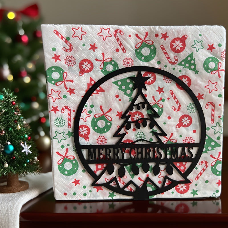 Christmas Napkin Holder with Tree Motif | Festive Table Decorations for Family Dinners | Detailed Holiday Accent