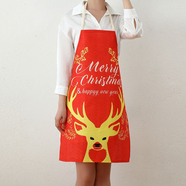 Xmas Aprons with a Santa Face and Belt Buckle Print | Adjustable Neck Strap and Long Waist Ties | Wipe-Clean Fabric, 4 Designs