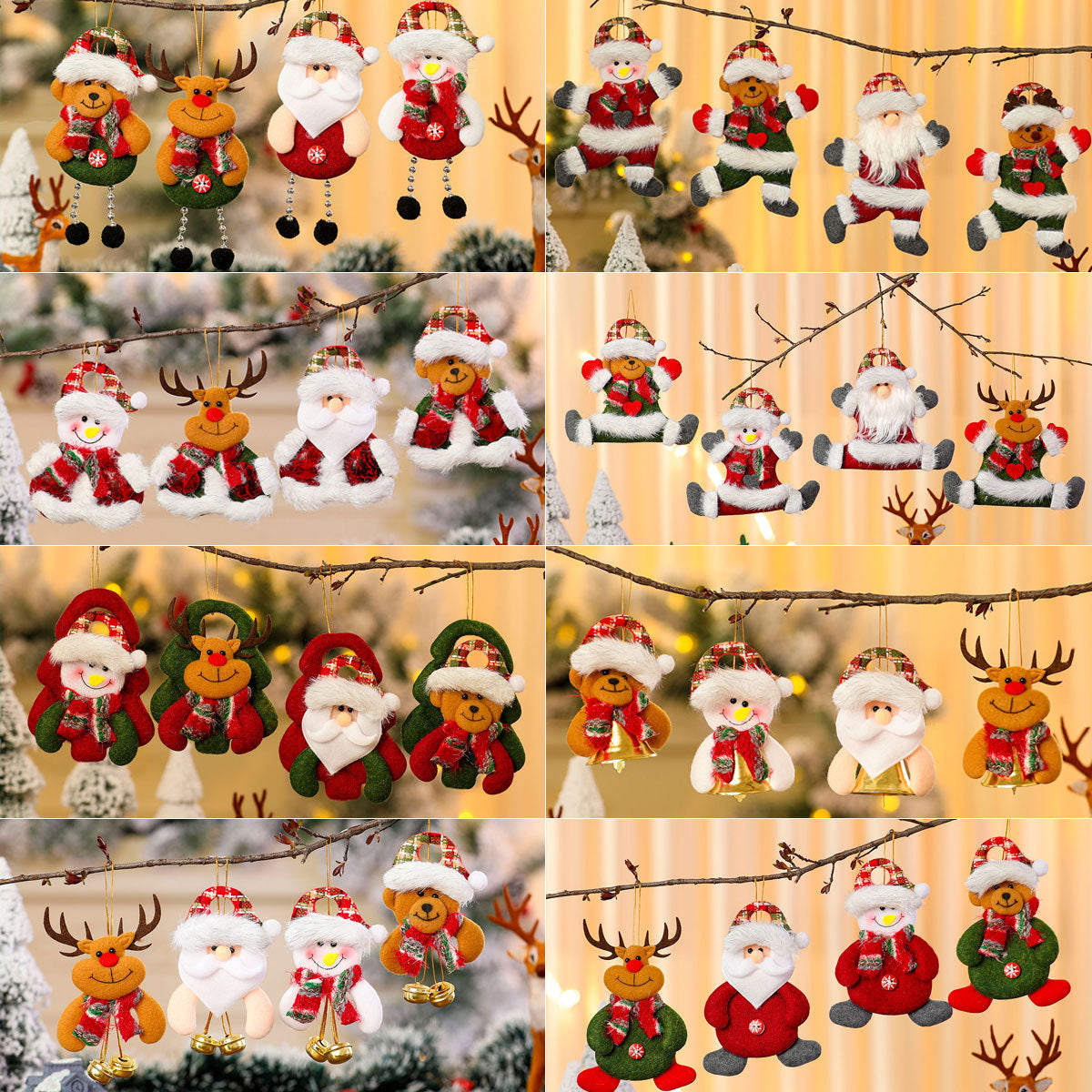 Felt Christmas Angel Ornaments with Red Hat, Wings and Star Details | Hanging String Included | Twenty Designs for Tree or Gift Wrap