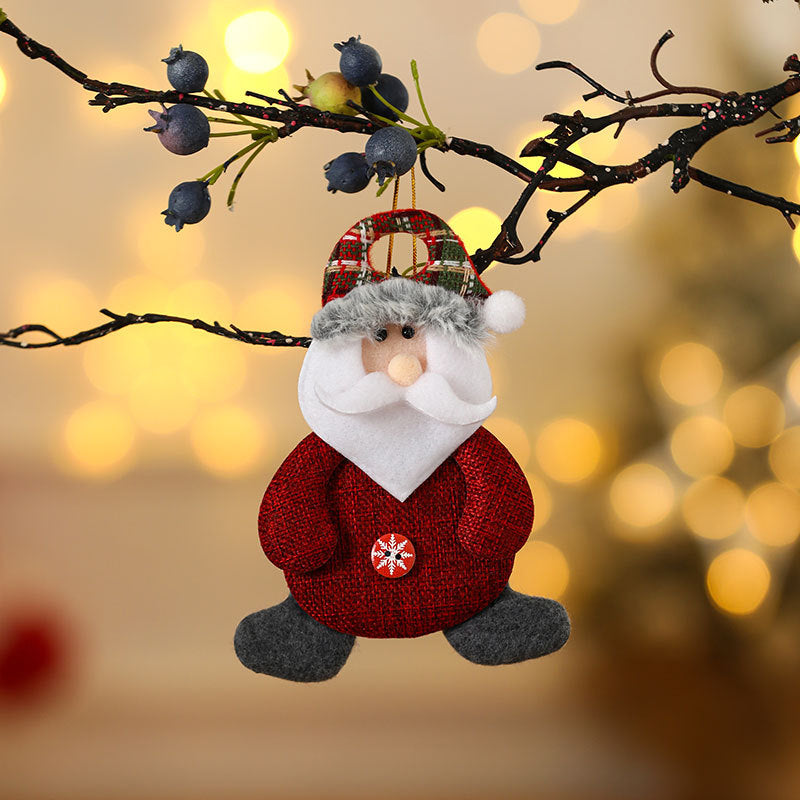 Santa Figurine Ornaments for Christmas Trees | Red Outfit with Plaid Hat and Fluffy Trim | Lightweight Design, Four Styles
