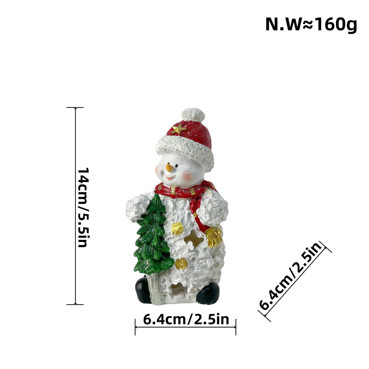 Ceramic Snowman Sculpture with Hat | Christmas Figurine for Shelf and Mantel | 19 cm Tall in Green or Red Finish
