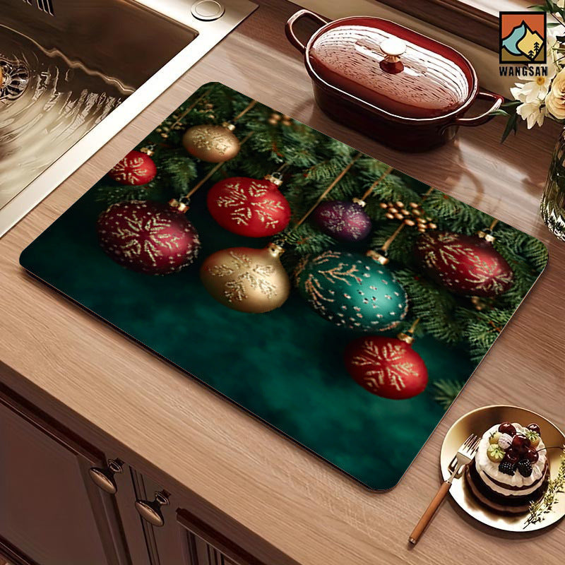 Festive Christmas Kitchen Rug with Holiday Print | Non-Slip Indoor Mat, Easy to Wipe Clean | Seasonal Floor Decor for Sinks