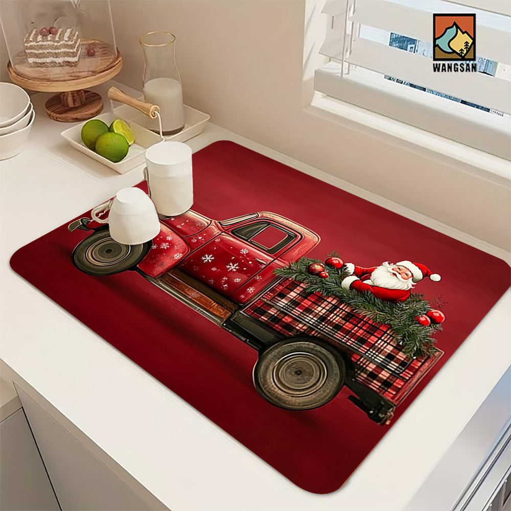 Festive Christmas Kitchen Rug with Holiday Print | Non-Slip Indoor Mat, Easy to Wipe Clean | Seasonal Floor Decor for Sinks