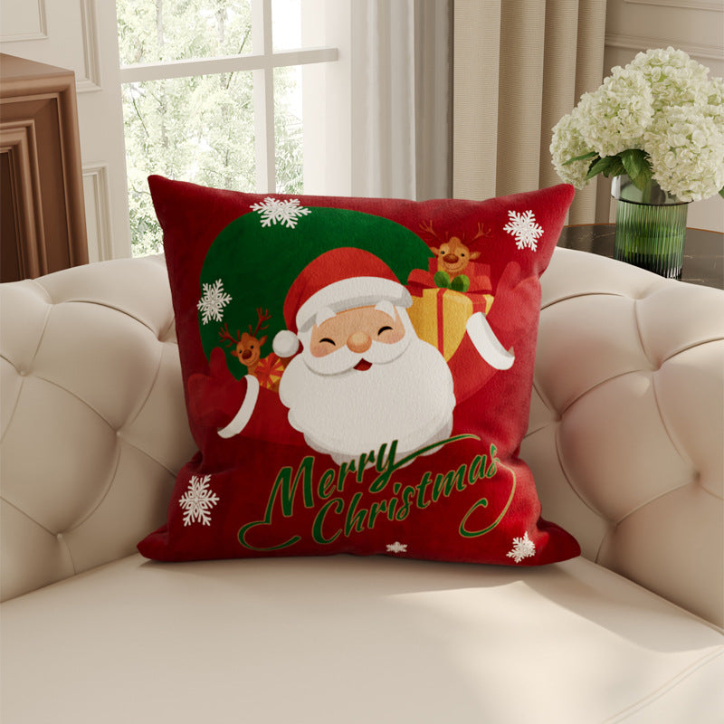 Plush Velvet Christmas Pillow Cover with Snowflake and Gift Bow Motifs | Hidden Zipper, Machine Washable | Holiday Decorations