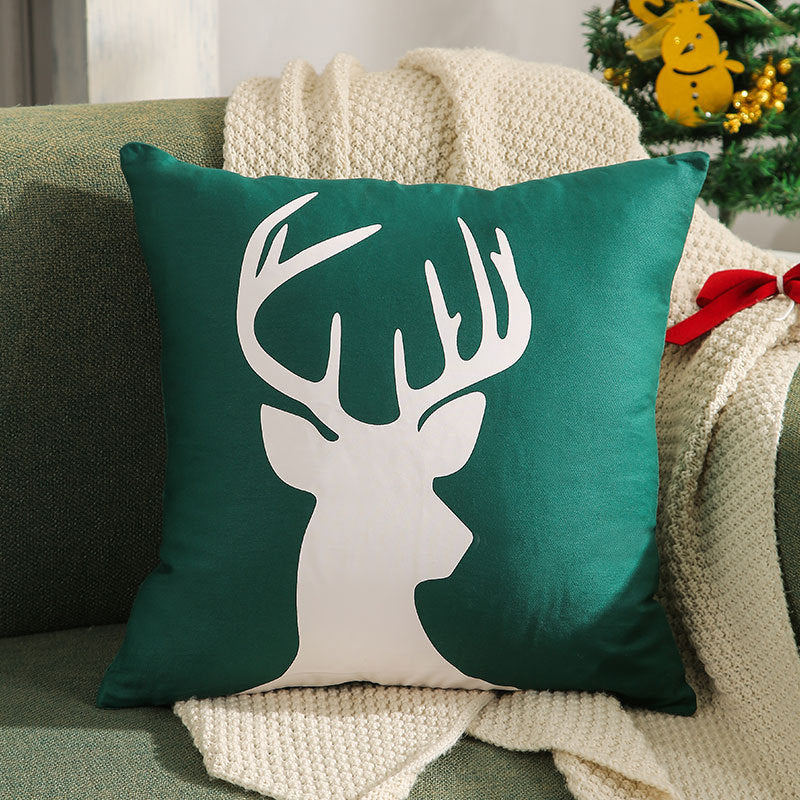 Christmas Living Room Throw Pillow Cover with Deer Silhouette | Removable Case with Discreet Zipper | 42 Designs, 17.72 x 17.72 in