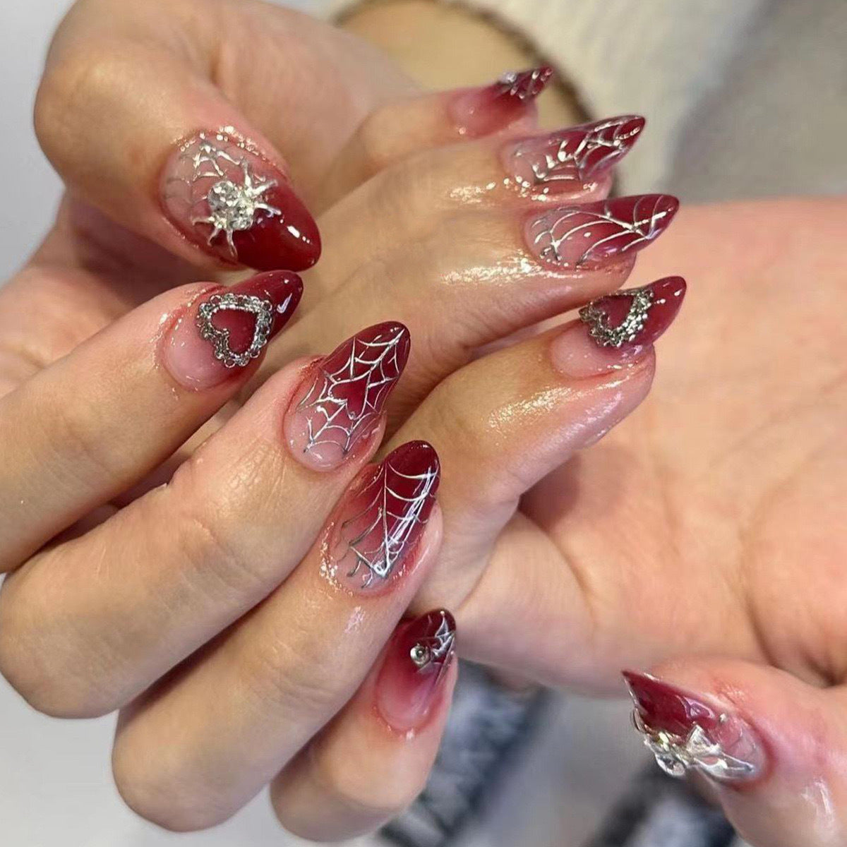 Halloween Spider Glitter Press-On Nails | Available in Transparent, Blue