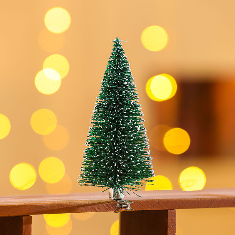 Mini Christmas Tree in Green, Gold or Silver | Snow Tipped Branches with a Lifelike Shape | Fast Setup for Office Desks