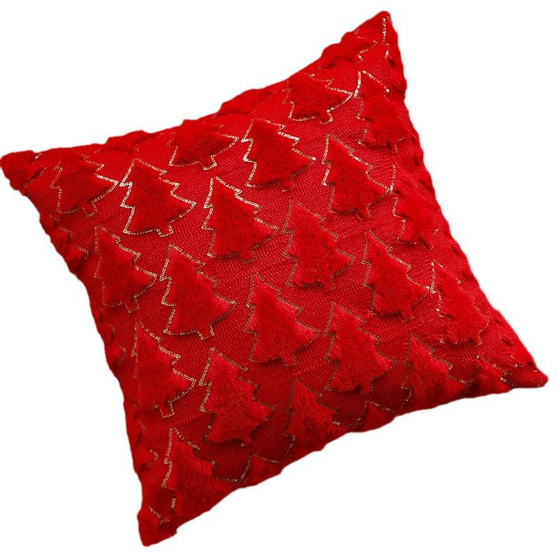 Christmas Pillow Cover with a Tufted Tree Applique | Faux Fur Feel and Sequin Trim | Zipper Close, Decorations for Sofa