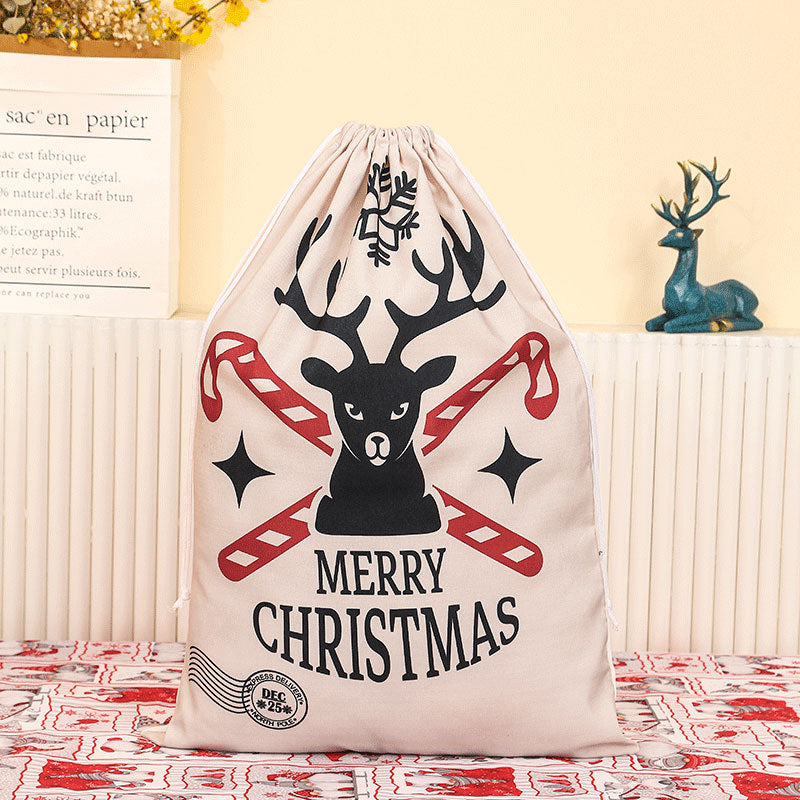 Christmas Gift Sack with Merry Lettering | Drawstring Top and a Sturdy Fabric Build | Reusable Wrap and Storage, 3 Designs
