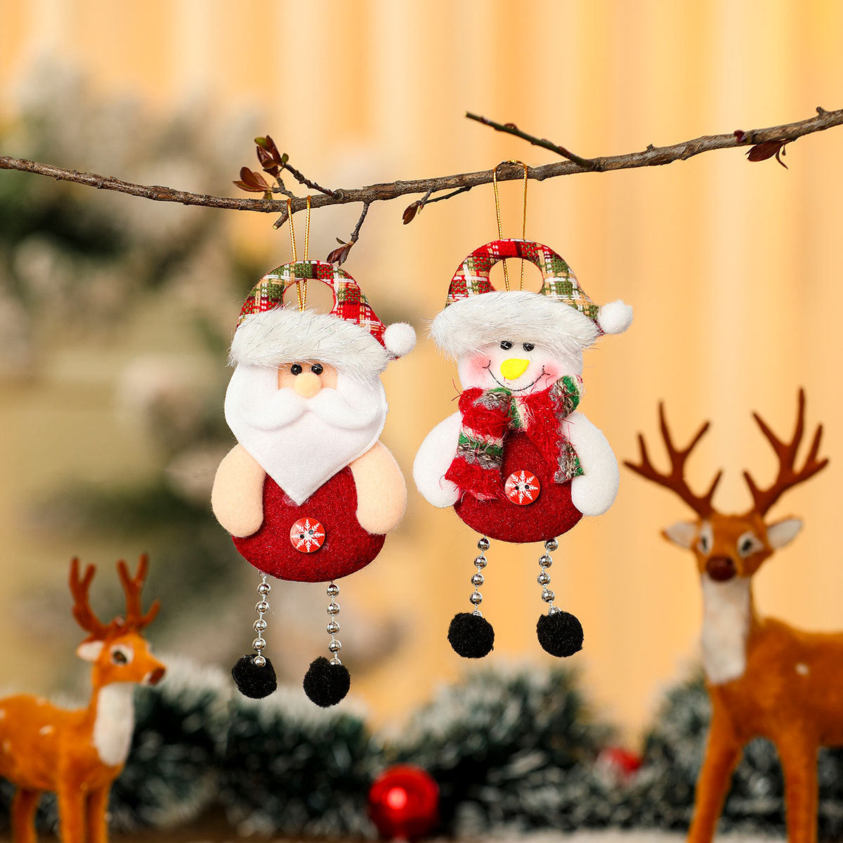 Hanging Snowman Christmas Ornaments | Fluffy Hat and Bright Scarf Detail | Sturdy Loop for the Tree, Window or Hallway