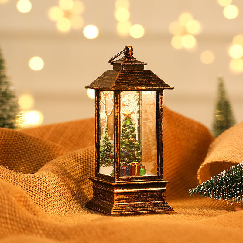 Telephone Box Christmas Decorations with a Snowman Scene | Battery Powered Lantern for Indoor or Outdoor Use | Warm Snowy Glow