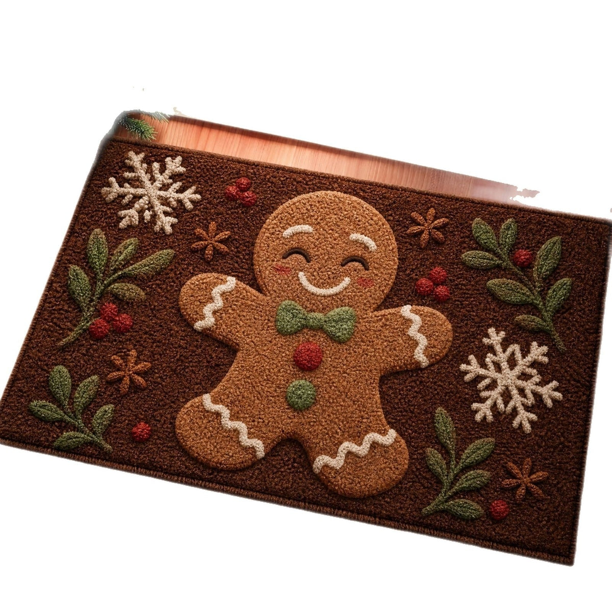 Christmas Door Mat with Santa, Reindeer and Gingerbread Prints | Non-Slip Backing, Weather Resistant Fibers | 4 Sizes