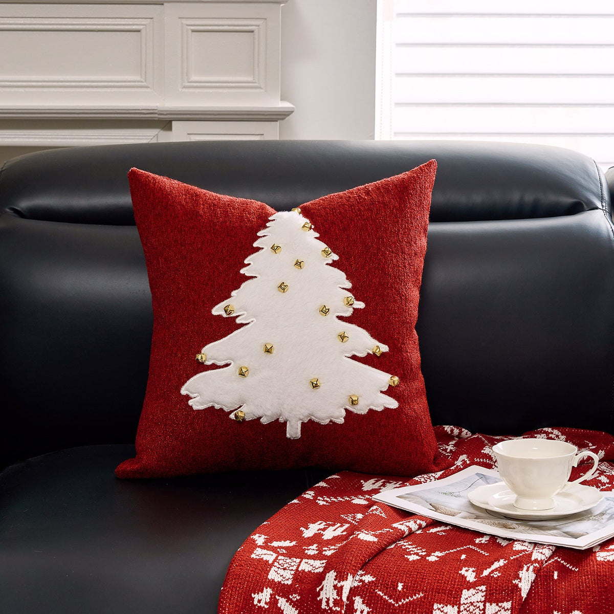 Christmas Living Room Throw Pillow Cover with Deer Silhouette | Removable Case with Discreet Zipper | 42 Designs, 17.72 x 17.72 in