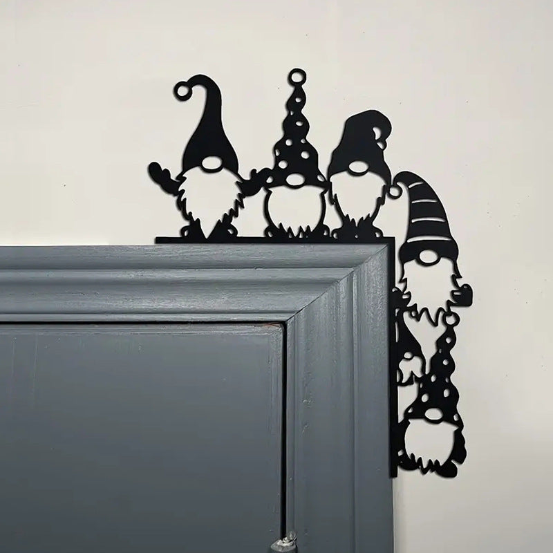 Metal Wall Shelf with Christmas Gnomes | Festive Home Decor for Living Rooms | 20 cm High and 15.5 cm Wide in White