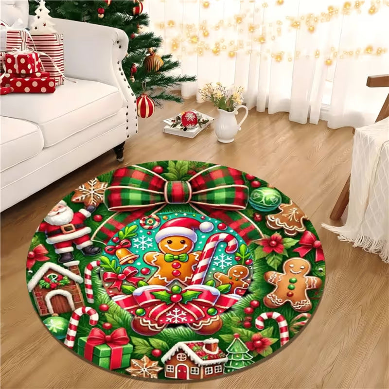 3D Christmas Rug with Gnome and Stone Well Print | Soft Durable Pile That Wipes Clean | 6 Sizes, 14 Designs