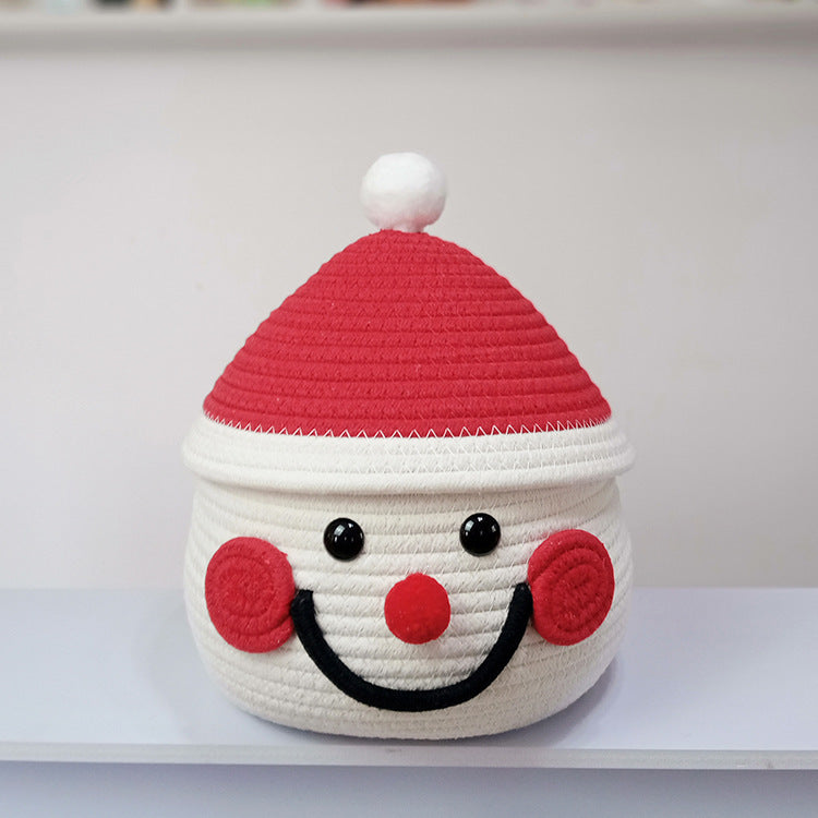 Christmas Storage Basket with Santa Design in Cotton | Handmade Holiday Decor for Toys and Gifts | White or Patterned