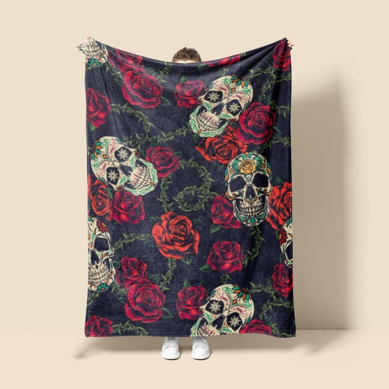 Halloween Skull Throw Blanket | Available in 6 Sizes | Soft Fleece for Sofas, Beds, and Movie Nights