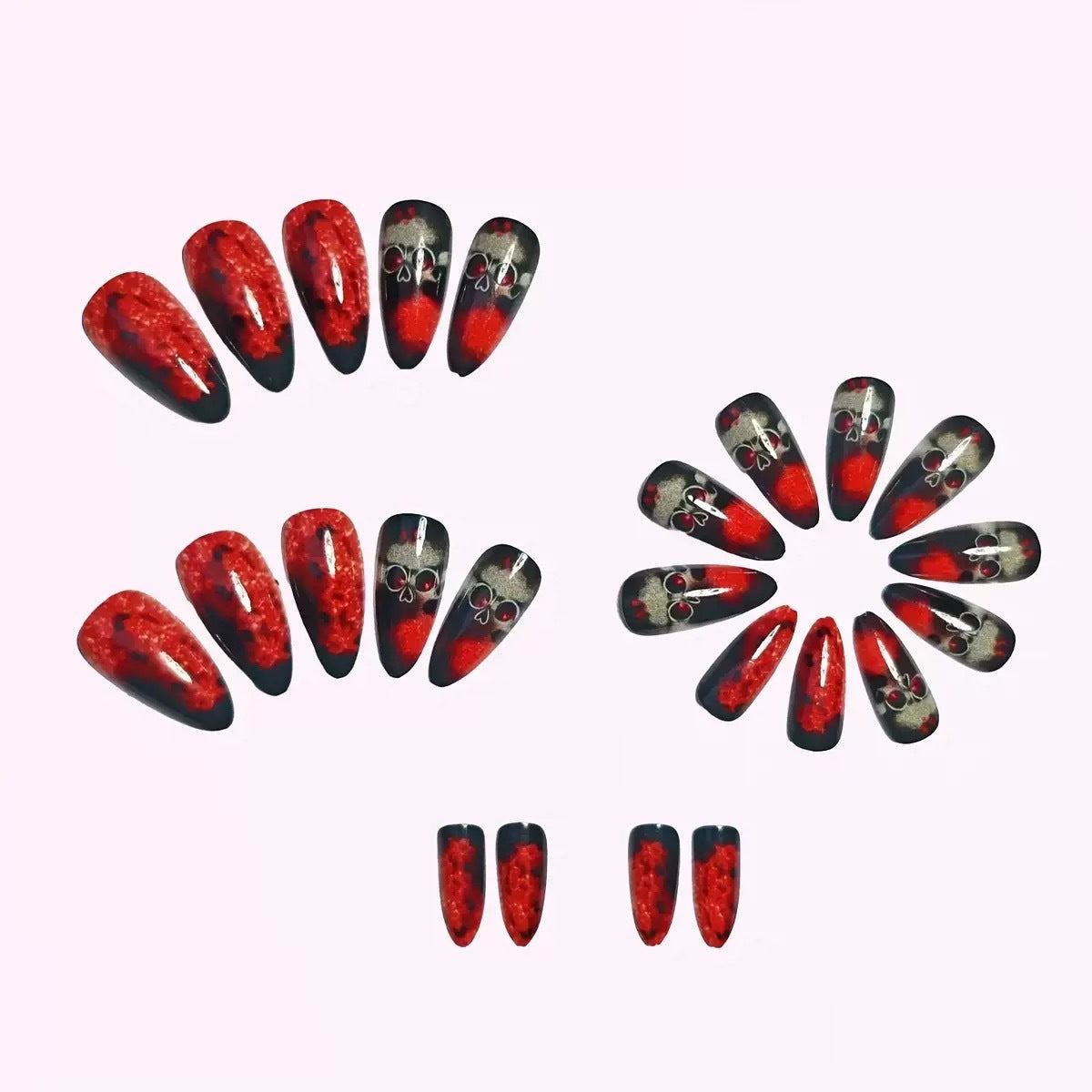 Halloween Skull Press-On Nails | Available in Yellow, Transparent | Glue-Free Application in Minutes for Parties and Nights Out