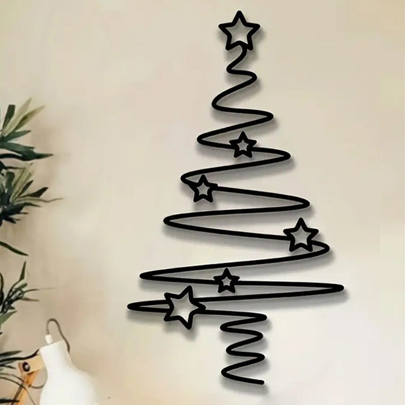 Christmas Tree Wall Sticker in Vinyl | Removable Water-Resistant Decal 30 x 17 cm | Xmas Decorations Indoor