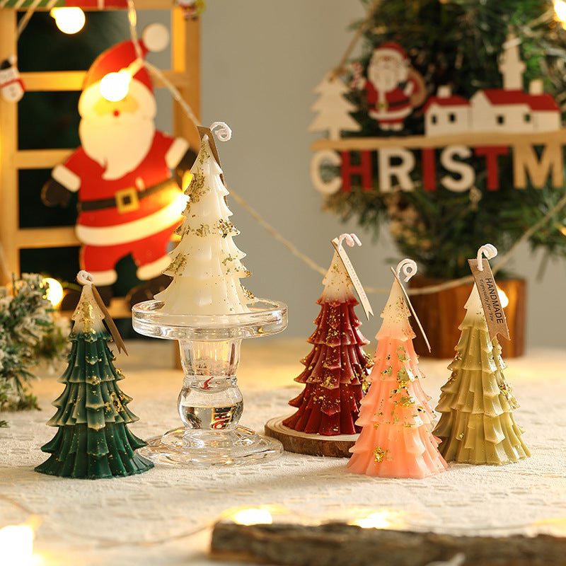 Pine Needle Textured Christmas Tree Candle | Hand Poured Soy Wax, Cotton Wick | Tabletop Holiday Decor with Gift Box