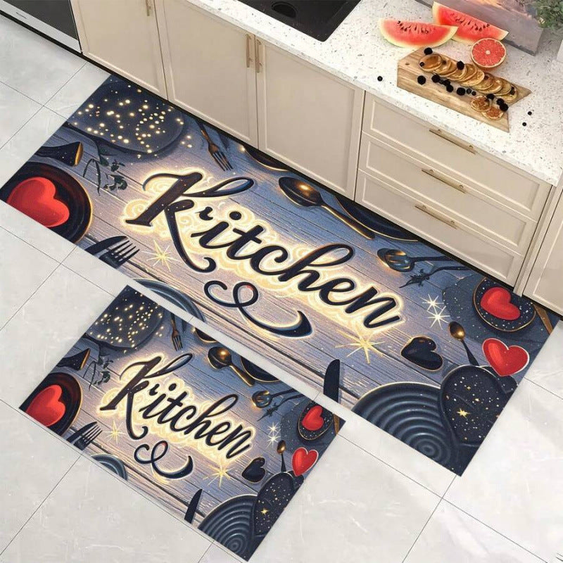 Christmas Kitchen Mat with a Merry Message | Festive Xmas Floor Rug in Black or Grey | Holiday Decor for Cooking Spaces