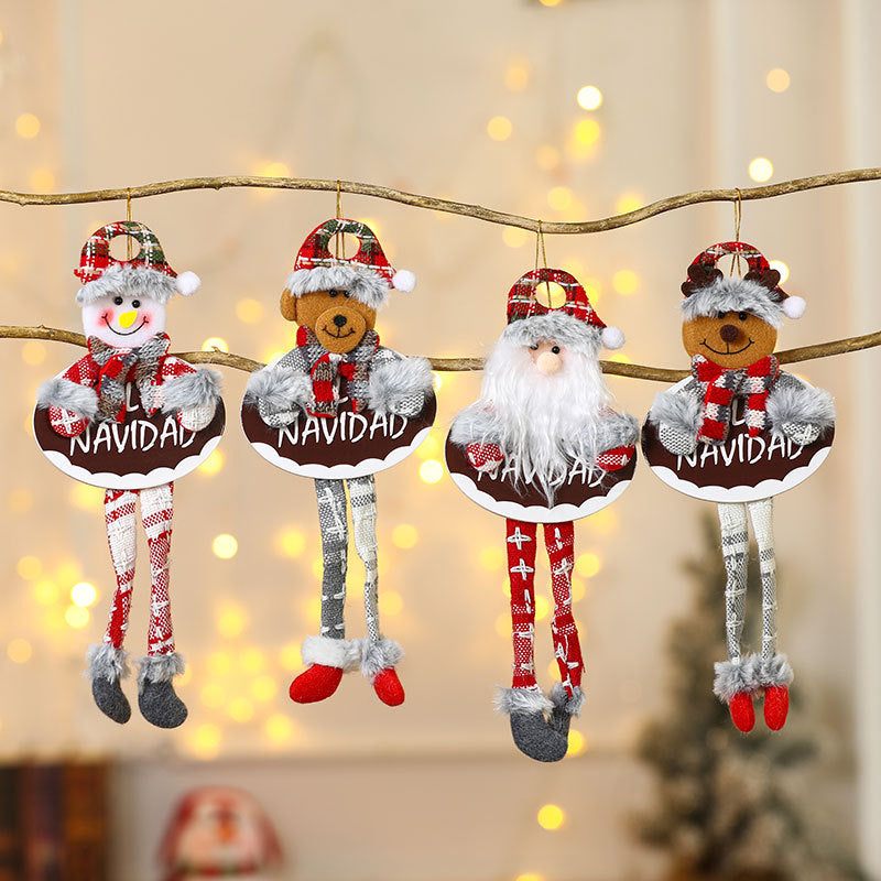 Hanging Snowman Figure in Fabric and Felt | Long Dangling Legs and a Cozy Hat | Shelf and Christmas Tree Decorations