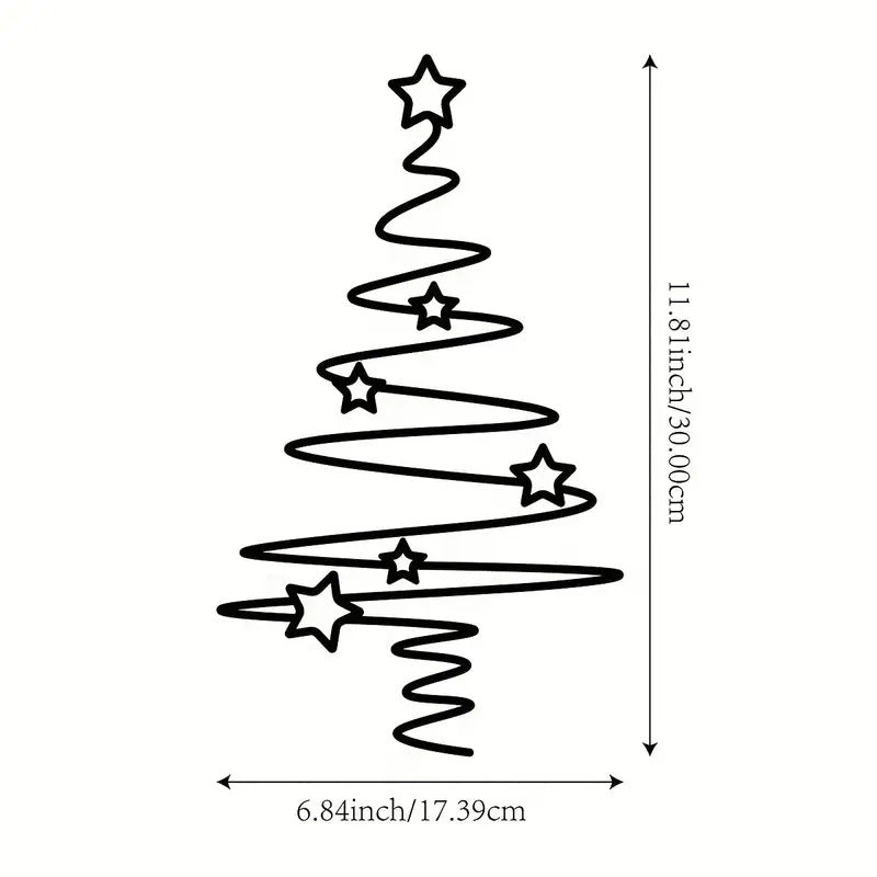 Christmas Tree Wall Sticker in Vinyl | Removable Water-Resistant Decal 30 x 17 cm | Xmas Decorations Indoor