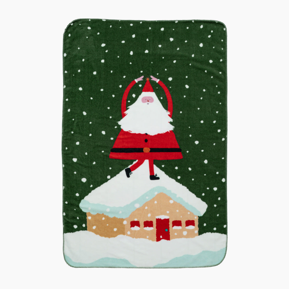 Christmas Throw Blanket with Gingerbread and Candy Cane Print | Soft Festive Fleece for Sofa and Bed | Stitched Border, 59 x 39 in