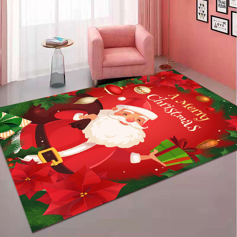 Christmas Rug with Santa, Reindeer and Snowman Print | Non-Slip Backing for Busy Rooms | 10 Sizes and 4 Designs