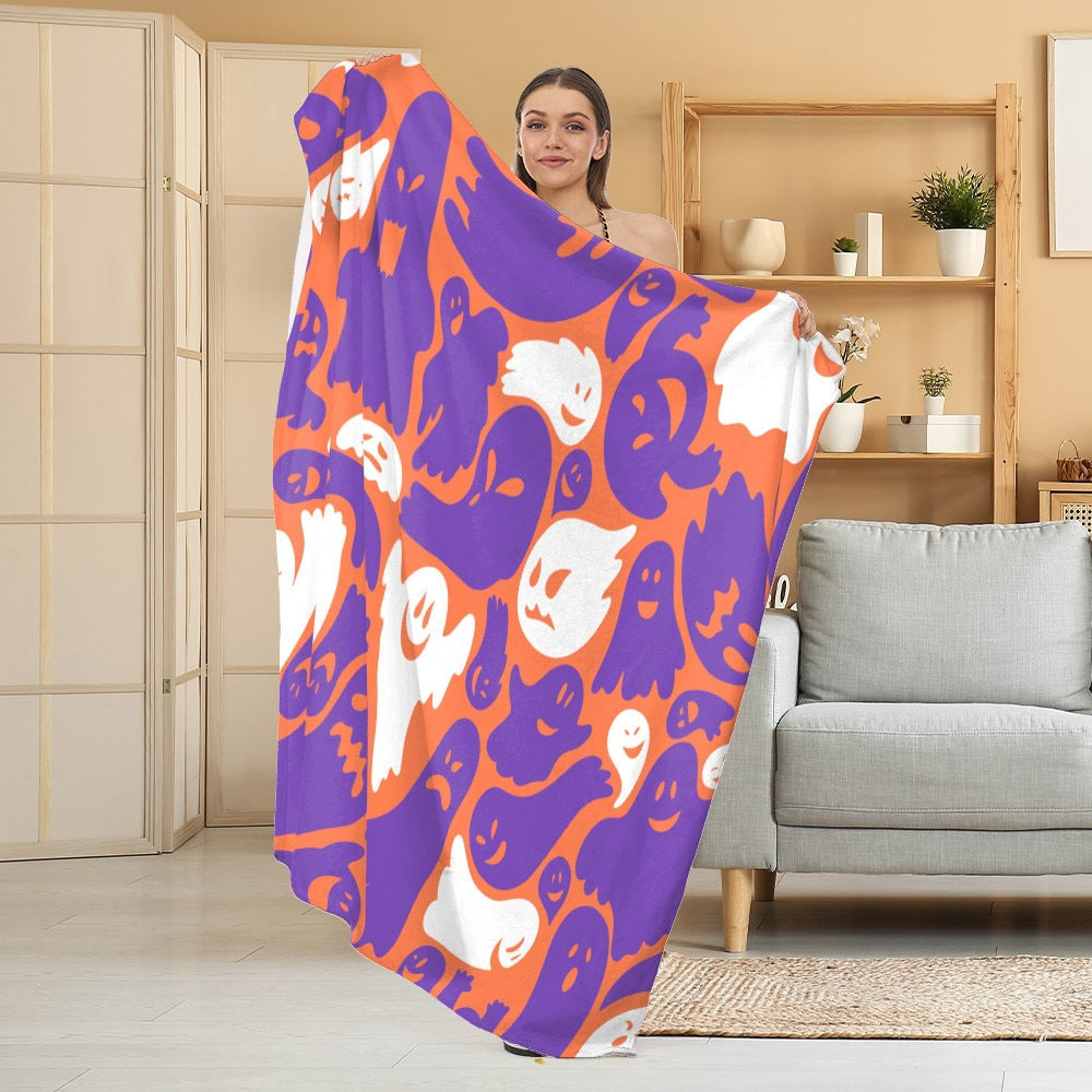 Halloween Throw Blanket | Available in White | Soft Fleece for Sofas, Beds, and Movie Nights