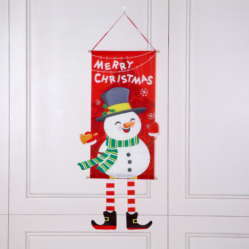 Christmas Wall Banner with Santa and Festive Greeting Print | Durable Fabric, Hanging Loop Included | Six Designs for Door Decorations