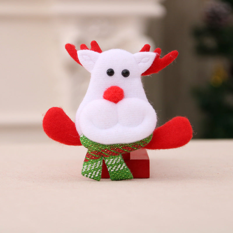 Soft Felt Santa Figurine with a Snowflake Hat | Shelf and Mantel Christmas Decorations | Cheerful Smile, Fluffy Beard