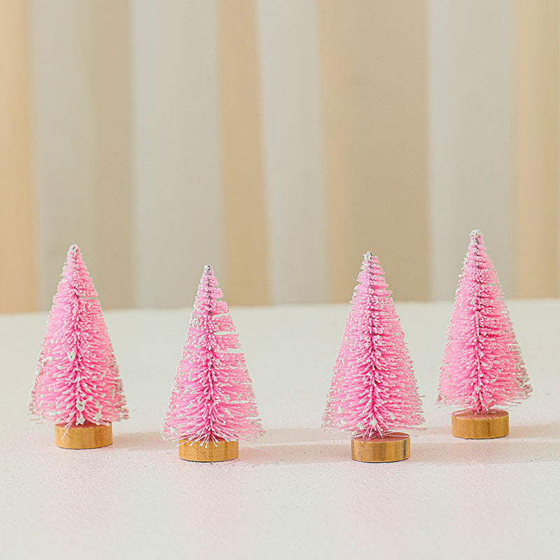 Miniature Christmas Tree Figures, Set of Four Heights | Realistic Conifer Detail | Tabletop and Mantel Decorations